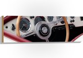 WallClassics - Hout - Bruin Stuur van Oude Auto - 90x30 cm - 12 mm dik - Foto op Hout (Met Ophangsysteem)