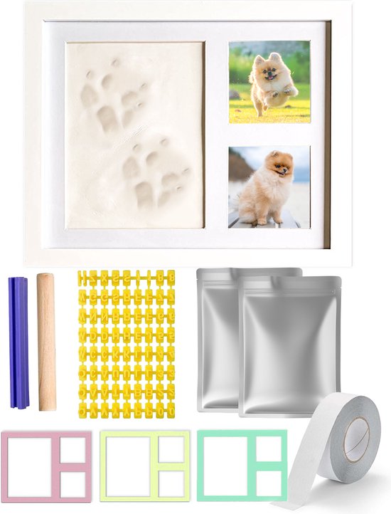 Honden Fotolijst met Kleiafdruk - Gipsafdruk - Speelgoed voor dieren - Pootafdruk Hond - Puppy Speelgoed - Gipsafdruk huisdier