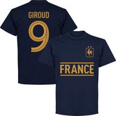 Frankrijk Giroud 9 Team T-Shirt - Navy/Goud - Kinderen - 140