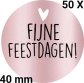 50 Sluitstickers-Rosé Goudkleurig-Stickers-Fijne Feestdagen-Kerststickers-Cadeaustickers