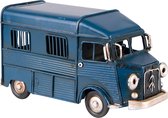 Clayre & Eef Decoratie Miniatuur Bus 16x7x9 cm Blauw Ijzer Decoratie Model