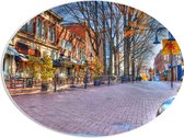 WallClassics - PVC Schuimplaat Ovaal - stad - 56x42 cm Foto op Ovaal  (Met Ophangsysteem)