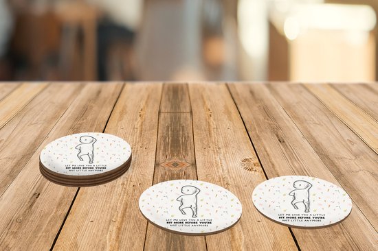 Sous-verres pour verres - Rond - Bébé - Laisse-moi t'aimer un peu plus avant que tu ne sois plus petit - Citations - Dictons - 10x10 cm - Sous-verres en verre - 6 pièces