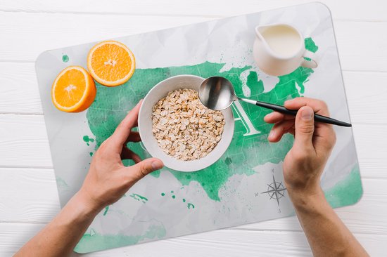 Set de table - Wereldkaart - États-Unis - Vert - 45x30 cm - 6 pièces