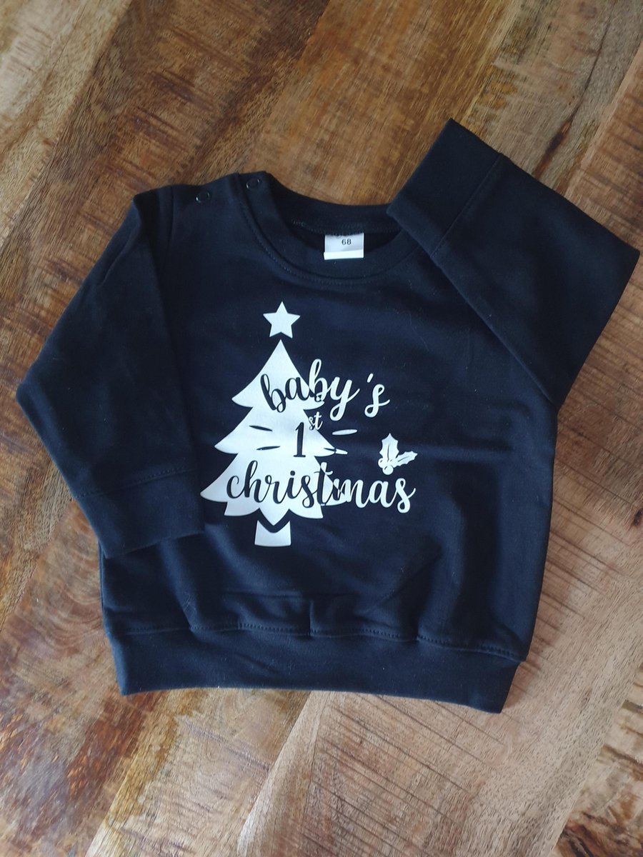 Trui Baby's 1st Christmas, maat 62 zwart
