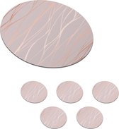 Onderzetters voor glazen - Rond - Marmer - Roze - Roségoud - Patronen - 10x10 cm - Glasonderzetters - 6 stuks