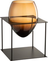 J-Line Vaas Joyce Bruin/Zwart Metaal/Glas Medium - Bloemenvaas 32.50 cm hoog