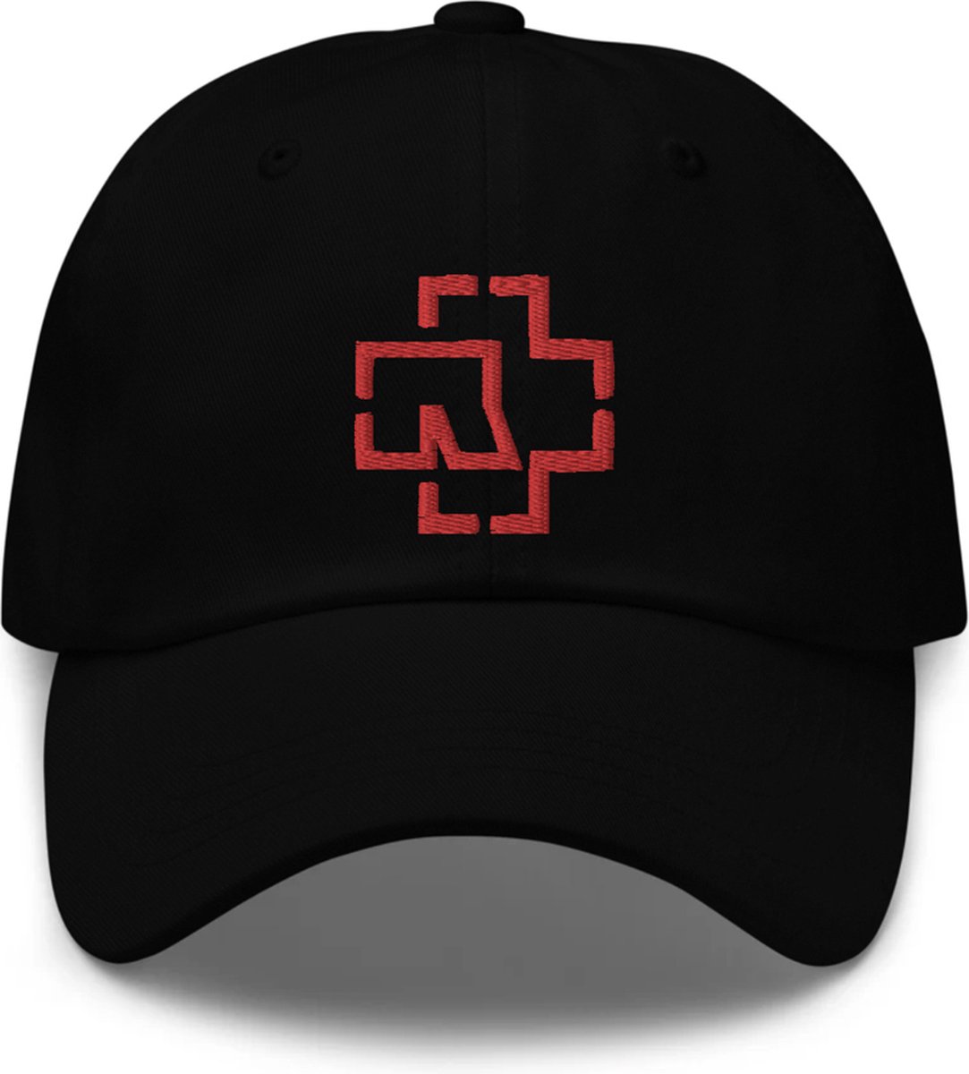 Yupoong - Heren Baseball Cap - Dames Pet - Geborduurd Rammstein Logo - Zwart - 1 Maat (verstelbaar)