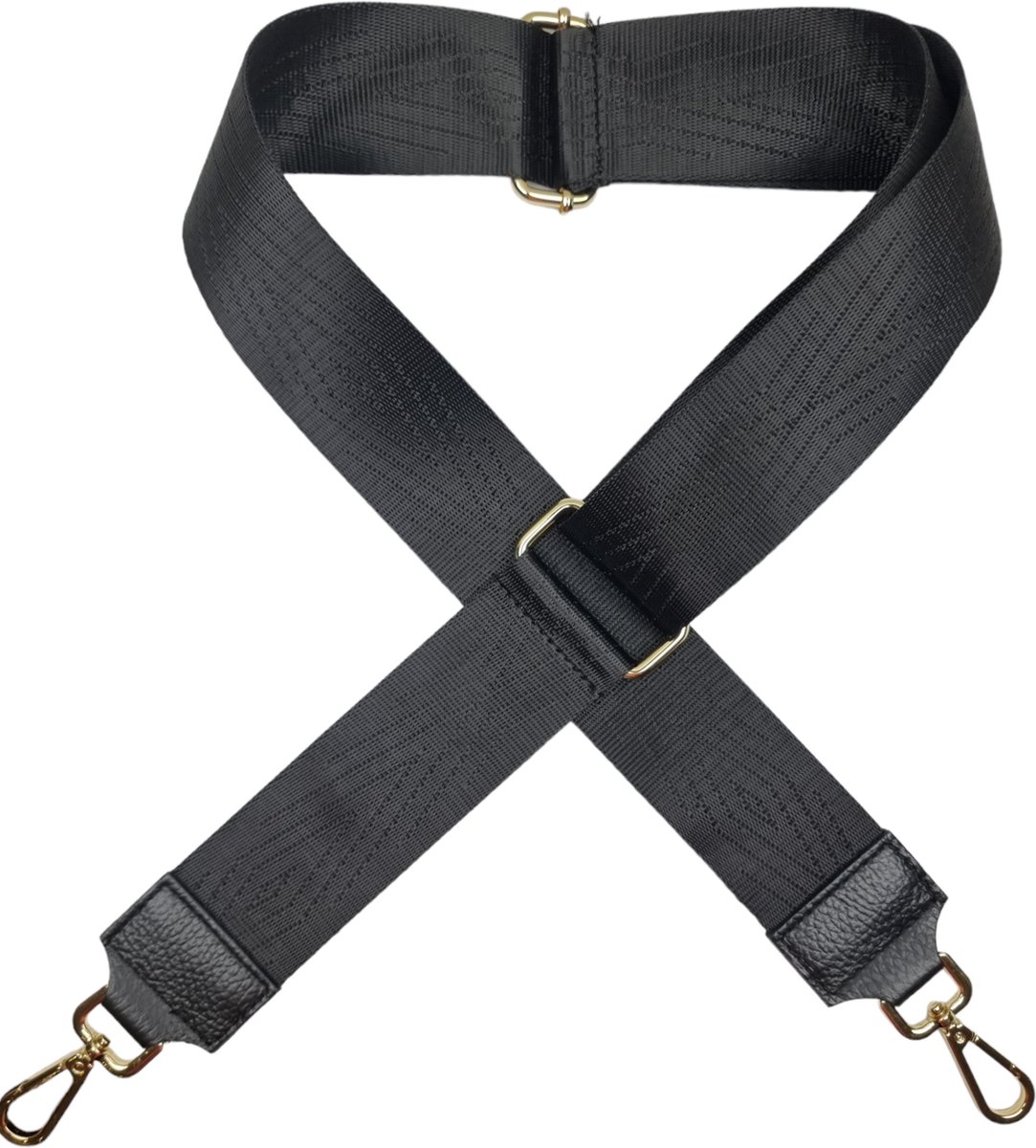 VIQRI - Tashengsels - Tassen - Schouderband - Kwaliteit - Tassen riem - Zwart - Glans - Bagstrap verstelbaar - Goud - Verstelbaar - 130 cm