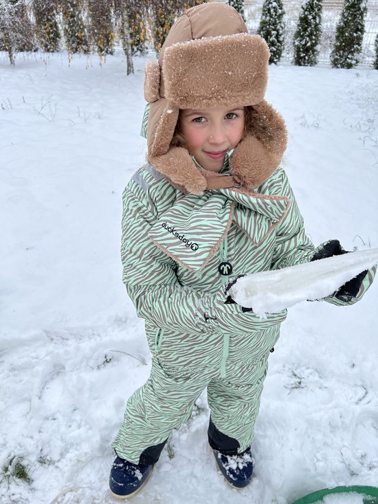 Ducksday – Geschenkset Sjaal + Wanten – voor kinderen – peuters - Kerstpakket – Promo - Maat 3-5 jaar -Okapi – Munt