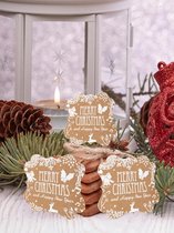 Kraft / Naturel / Wit - Karton Label Kaartje Kerst - Merry Christmas and Happy New Year incl. touw - Kartonnen Kerstlabels | Cadeau label - Kaart - Labels - Kraftpapier - Memokaart | Cadeau - Gift Tag - Leuk verpakt | Geschenk | DH collection