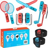 Bol.com Nintendo Switch Accessoires Set 10-in-1 | High Quality - Geschikt voor JoyCon Controller | voor o.a. Switch Sports | Zwa... aanbieding