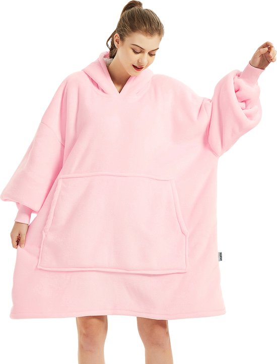 UNBOX Hoodie Deken - 5XL - Cuddle Hoodie - Snuggie - Trui Deken - Snuggle Hoodie - Fleece Deken Met Mouwen - Roze