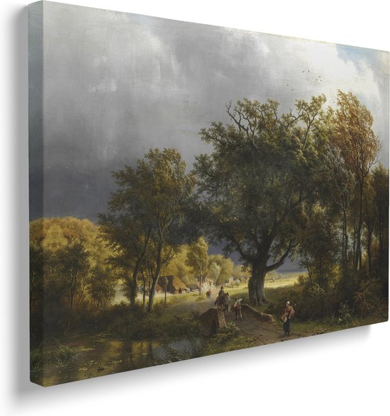 Barend Cornelis Koekkoek, A Summer Landscape with Travelers on a Forest 1853 op... | bol.com