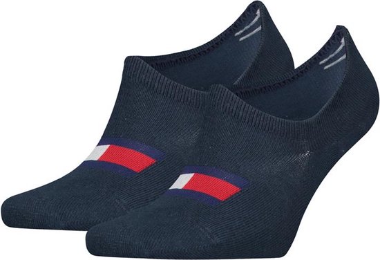 Tommy Hilfiger Footie Flag (2-pack) - heren onzichtbare sokken - donkerblauw dessin - Maat: 39-42