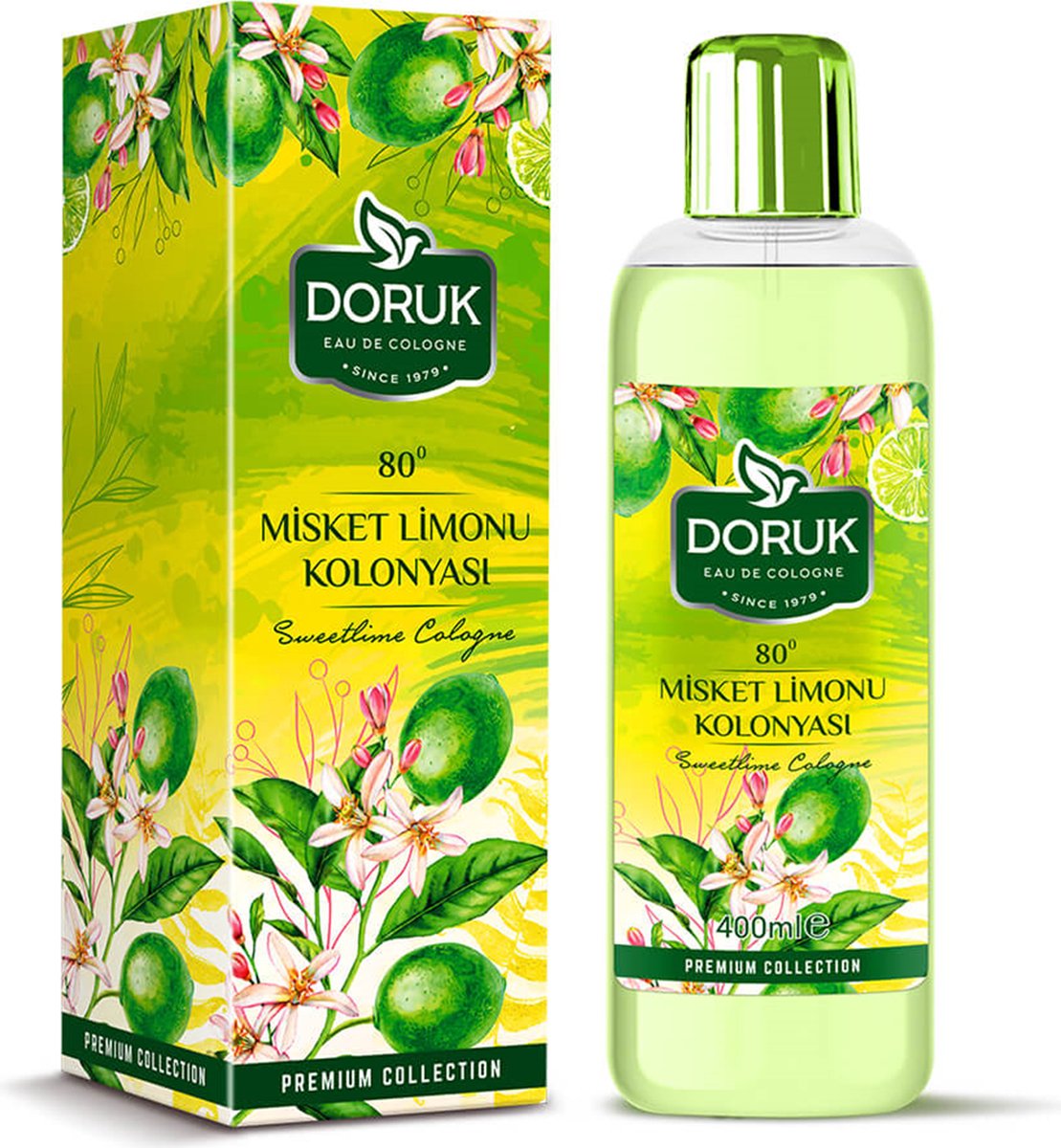Doruk - Eau de cologne 400ml - 80° alcohol - Zoete limoen cologne - Optimale desinfectie van handen
