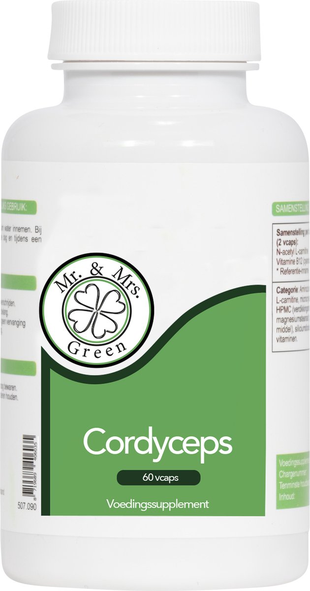 Goedkoopste Cordyceps capsules, biologische kweek, in combi met reishi extract - 60 capsules