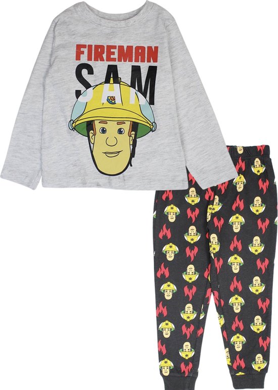 Brandweerman Sam pyjama - maat 116 - Fireman Sam pyjamaset - grijs / zwart