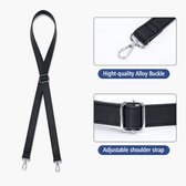 Eleganci® - Tassenriem - Universeel - Bag strap - Bagsstrap - Dames Tas - Schouderband - Schouderriem - Tassenhengsel - Tassen Band - 140 cm lang - 2,5 cm breed - Vegan leer - Roestvrijstaal - Zwart