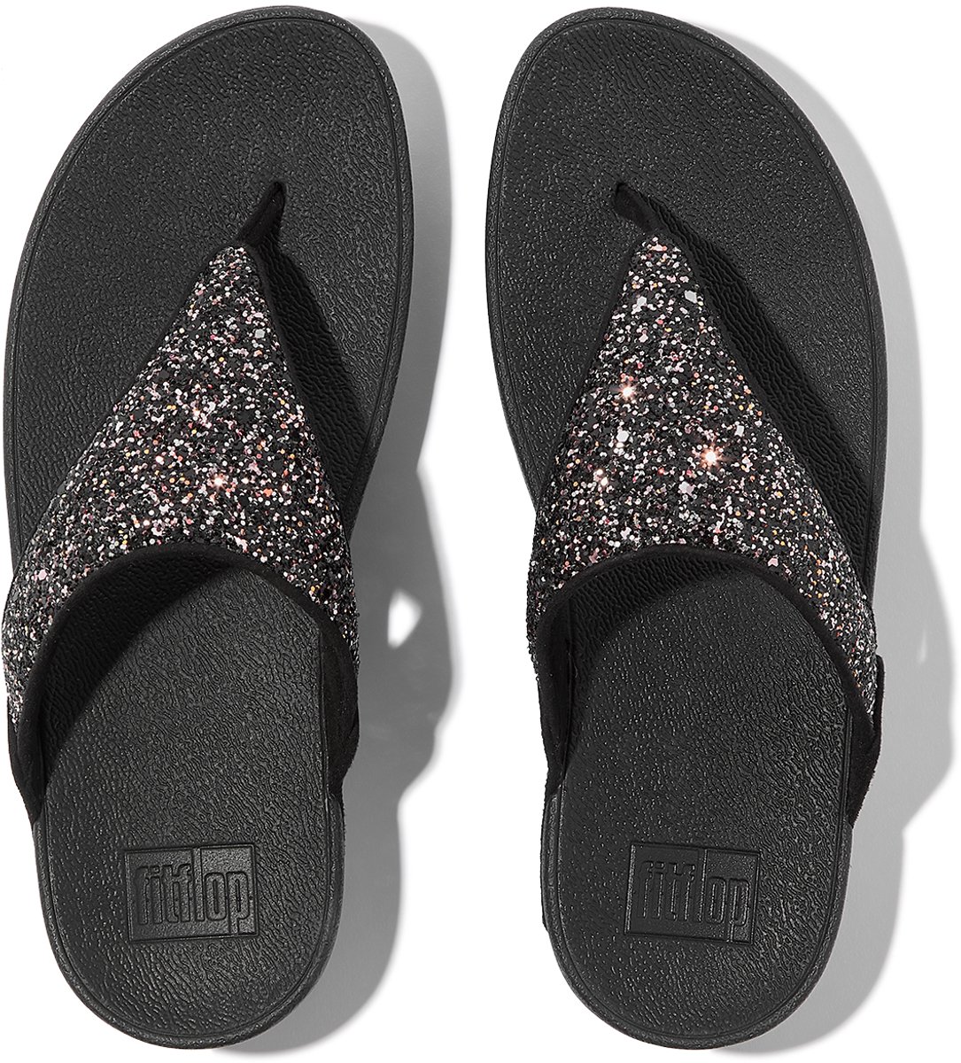 FitFlop Lulu Multi-Tonal Glitter Toe-Post Sandals Dames Slippers - Zwart Multi