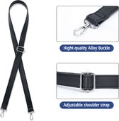 Eleganci® - Tassenriem - Universeel - Bag strap - Bagsstrap - Dames Tas - Schouderband - Schouderriem - Tassenhengsel - Tassen Band - 140 cm lang - 2,5 cm breed - Vegan leer - PU leer - Roestvrijstaal - Zwart Leather Look