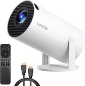 Lumistar® Premium Mini Beamer - Alles-in-één Smart TV Projector - 2025 model - Android 13.0 - WiFi 6 & Bluetooth 5.2 - 4k ondersteuning - Beamer - Inclusief Hdmi kabel - Home Cinema - Wit