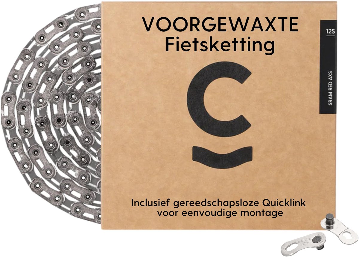 Cyclowax voorgewaxte fietsketting – Premium SRAM RED AXS 12 speed ketting voorgewaxt met Hot Wax voor ultieme reiniging, duurzaamheid & snelheid