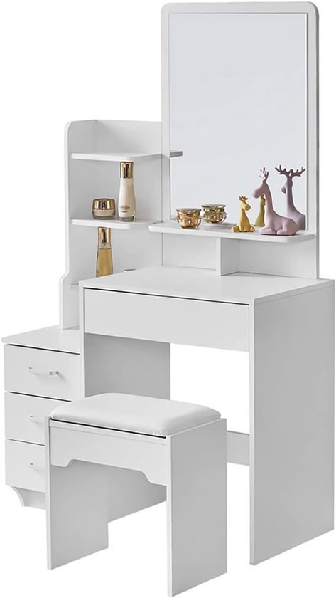 ApexArte® Table de maquillage avec miroir - Coiffeuse - Pour Femmes et Filles - Wit