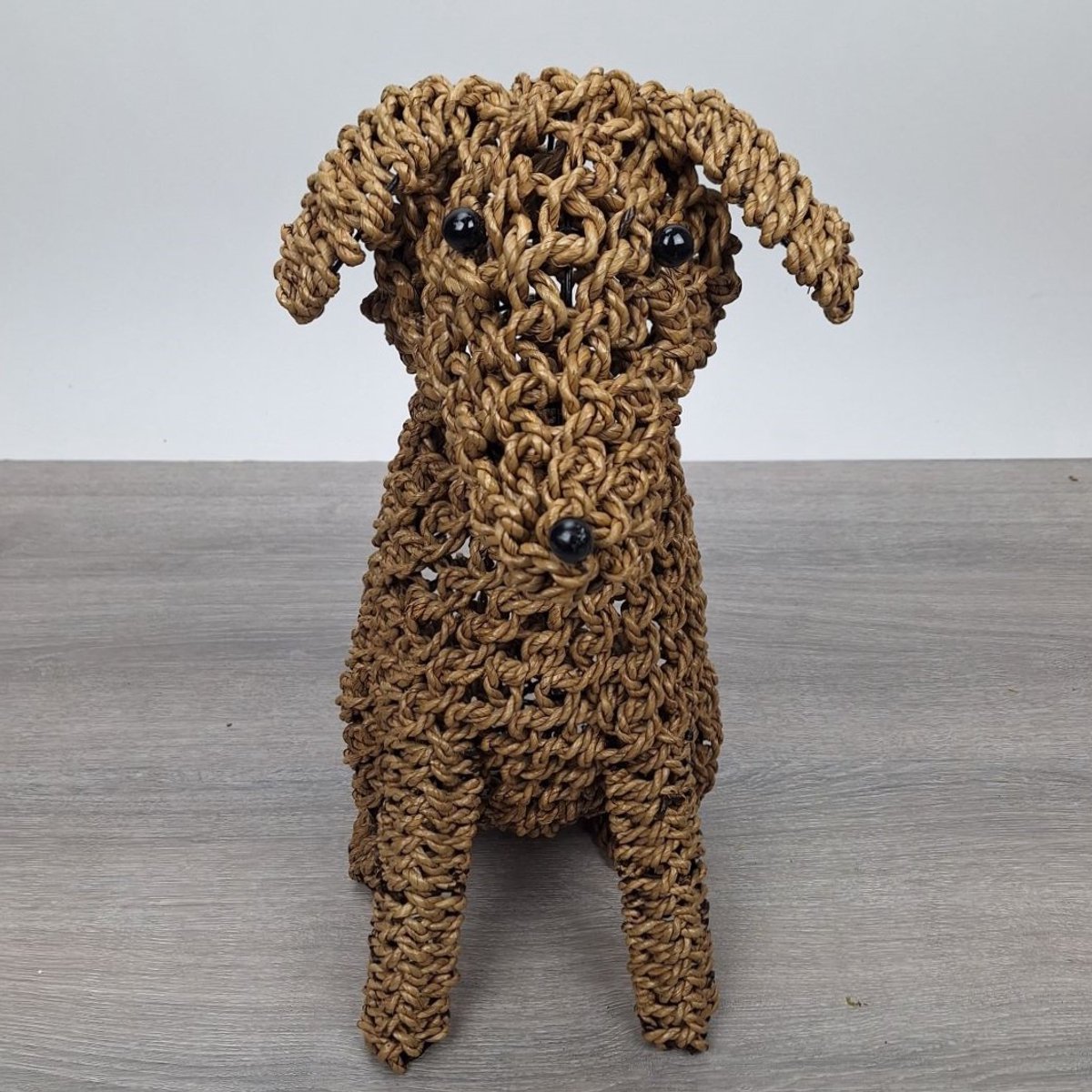 MigoStyling - Hondje van touw - Zittend - Hoog 48 cm - Stalen frame - Hond - Deco