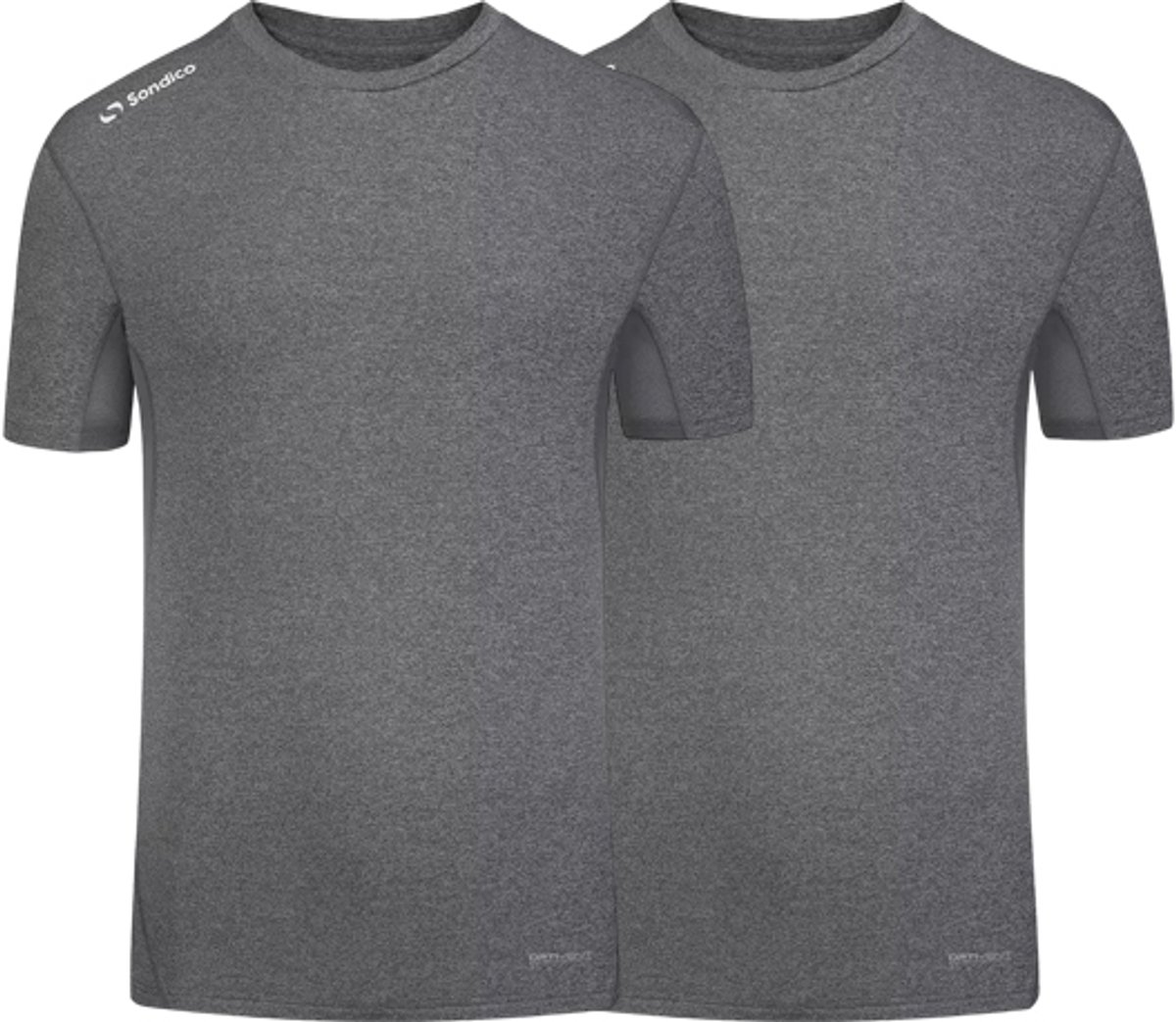 2-Pack Sondico compressie korte mouw sportshirt - heren - Mid grey - maat XL