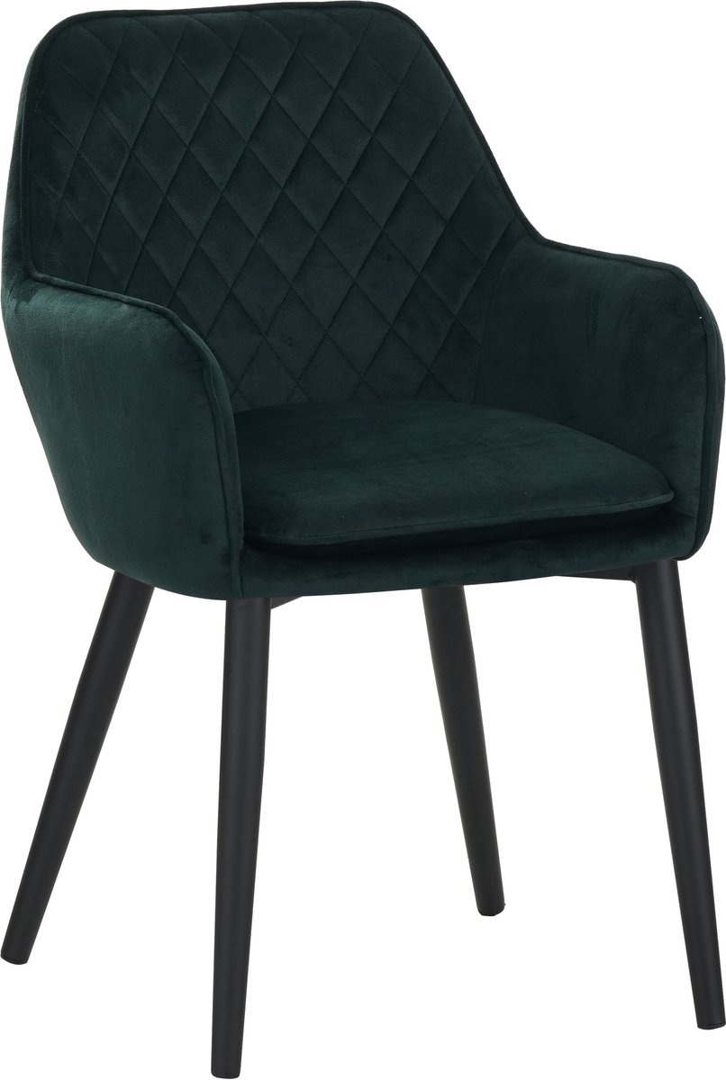 Colenis Jay Eetkamerstoel - Set Van 2 - Groen - Fluweel - Velvet - Met armleuning