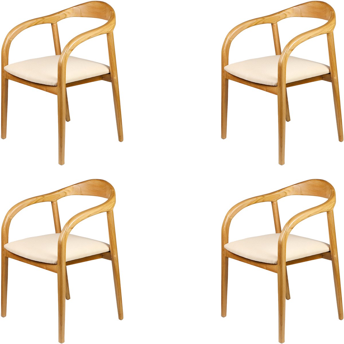 Casa Moro Gestoffeerde stoel - eetstoel eetkamerstoel – eetkamer stoelen voor eettafel - hout beige Polsterstuhl Esszimmerstuhl Holz