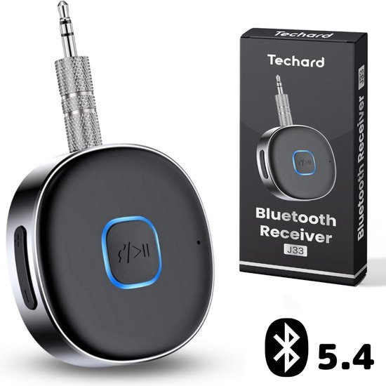 Techard Bluetooth Receiver Auto BT 5.4 - 3.5MM AUX Bluetooth Ontvanger Handsfree Bellen Bluetooth Audio Receiver - Inclusief Kabel en Plug