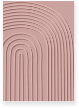 Poster 20x30 cm - Organische Lijnen - Roze - Minimalistisch - Japandi - Muurdecoratie - Wanddecoratie