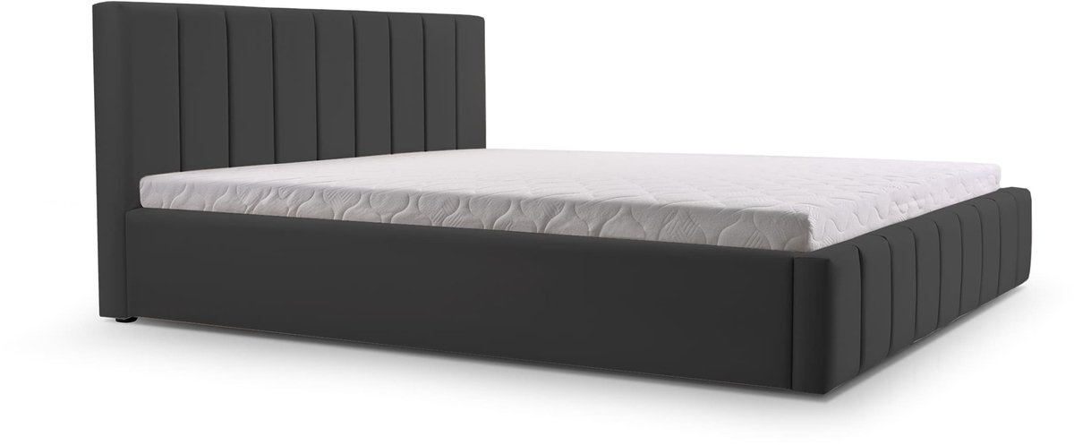 Bed 01 - Gestoffeerd bed met Fluweel Beklede Tweepersoonsbed - 180x200 cm - Elegant en Comfortabel - Donkergrijs (TRINITY 15)