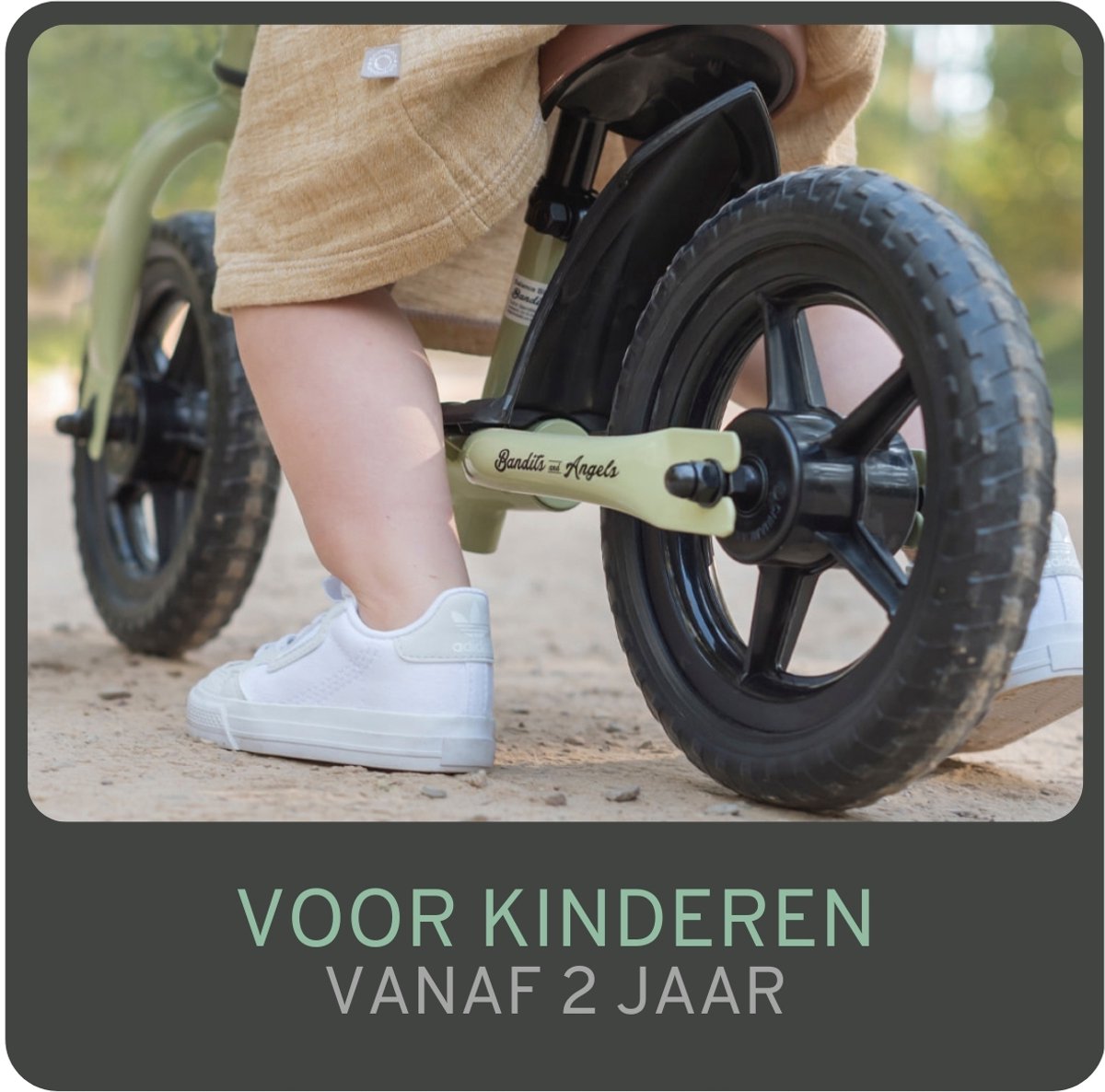 Bandits & Angels Metalen Loopfiets Starter Groen met Voetenplank vanaf 2 Jaar - Limited Edition - Vintage Groene Loop Fiets - Verstelbaar Zadel 29 tot 39 cm - Voor Jongens en Meisjes - Compact en Veilig - Lage Instap met Voetenplank — afbeelding 8