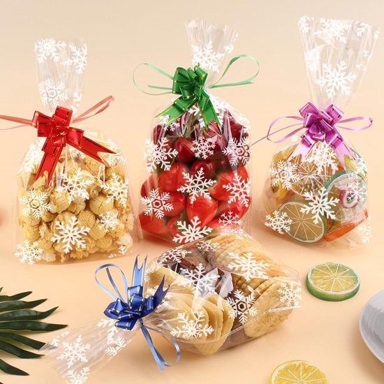 Lxtness Lot de 100 sachets à biscuits de Noël, 27,5 x 12,5 cm, à Lxtness Lot de 100 sachets à biscuits de Noël, 27,5 x 12,5 cm, à