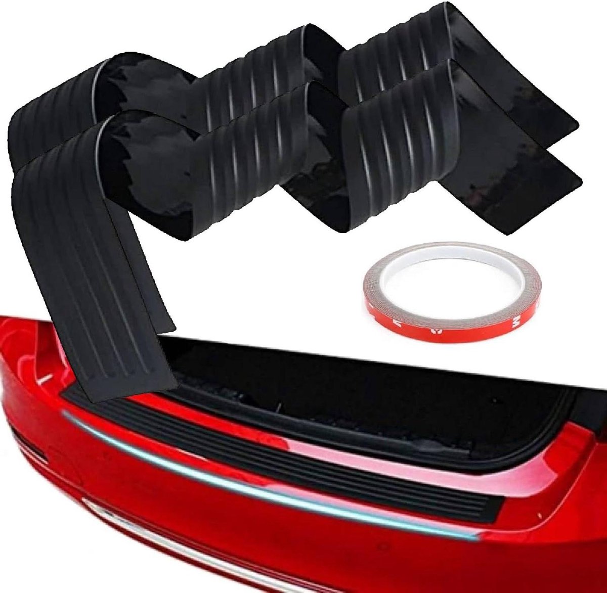 Bumperbescherming van rubber voor de kofferbak - 2 stuks zelfklevende achterbumperbescherming - autoaccessoires voor de meeste auto's SUV's (90 cm x 8 - dorpelbescherming)