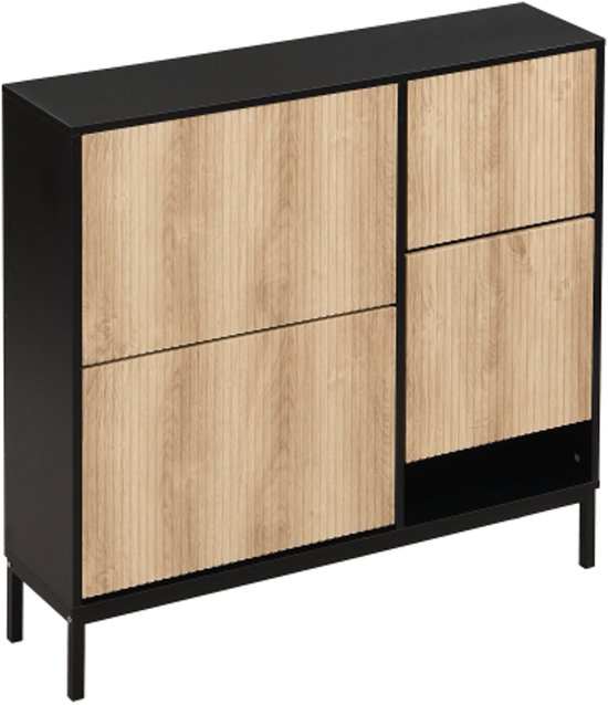 Schoenenkast 2 deurs - 50 x 15 x 71 cm - Schoenenrek - Schoenen Opbergsysteem - Metaal - Schoenen opbergbox - Olijf groen