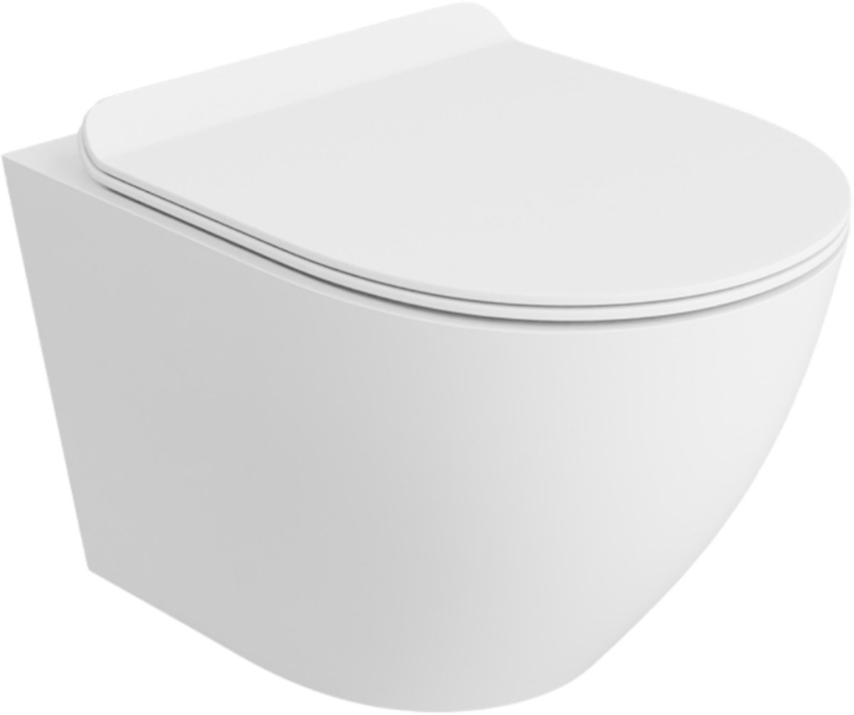 LAVITA® Compact Toiletpot Hangtoilet Sofi Slim White Mat - Hangend Rimless Randloos Toilet - Toiletbril Softclose zitting - Wandcloset Badkamer WC