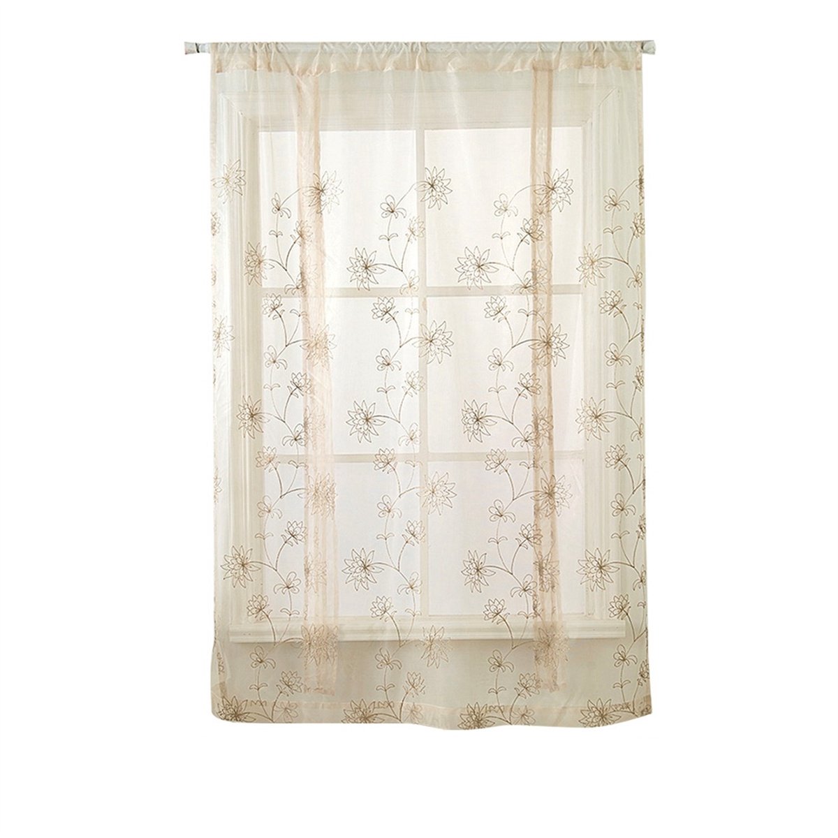 Korte Bloemenborduur Gordijn - Raamscherm voor Slaapkamer, Woonkamer of Keuken Decoratie—117*160cm