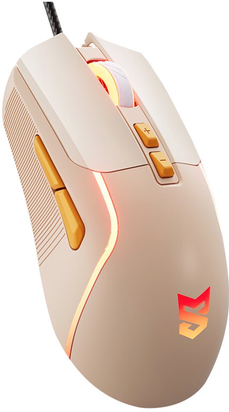 Sunsonny S-M7 Bedrade Gaming Muis 7200 DPI - Beige - RGB Rechtshandige Gaming Muis