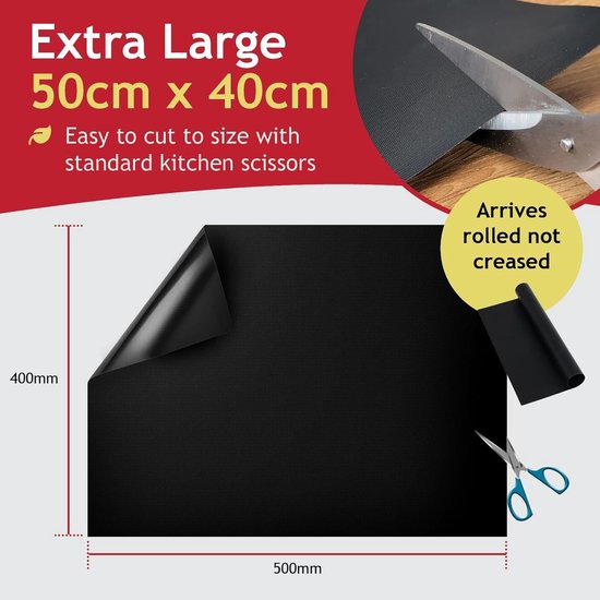 2 stuks duurzame bakfolie voor ovenmat, bescherming vloer, 40 x 50 cm, ovenbeschermingsmat voor vloer, hittebestendig