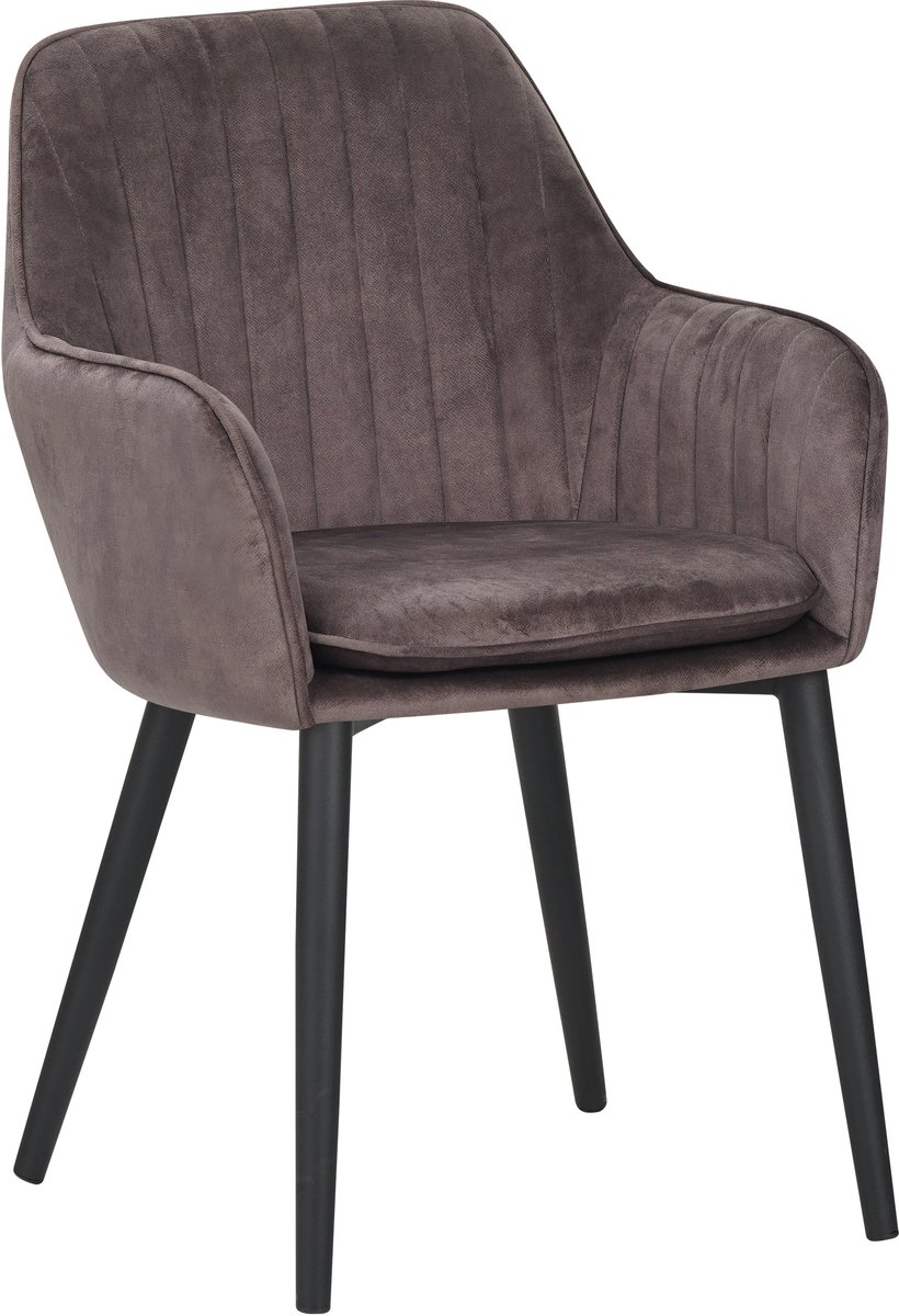 Colenis® - Melly Eetkamerstoel - Set Van 2 - Bruin - Fluweel - Velvet - Met armleuning