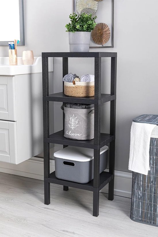 4 Laags Hoek Opbergrek - Staand rek met 4 etages voor in de badkamer - Corner Keukenrek/Badkamerrek - Kunststof Hoekrek - Wit Plastic Hoekrek - Decopatent