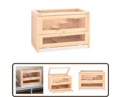 vidaXL Hamsterkooi - 60x35,5x42 cm - Massief Vurenhout Hamster Kooi - Knaagdier Kooi - Hout Kooi - Vuren Kooi - Dier Kooi