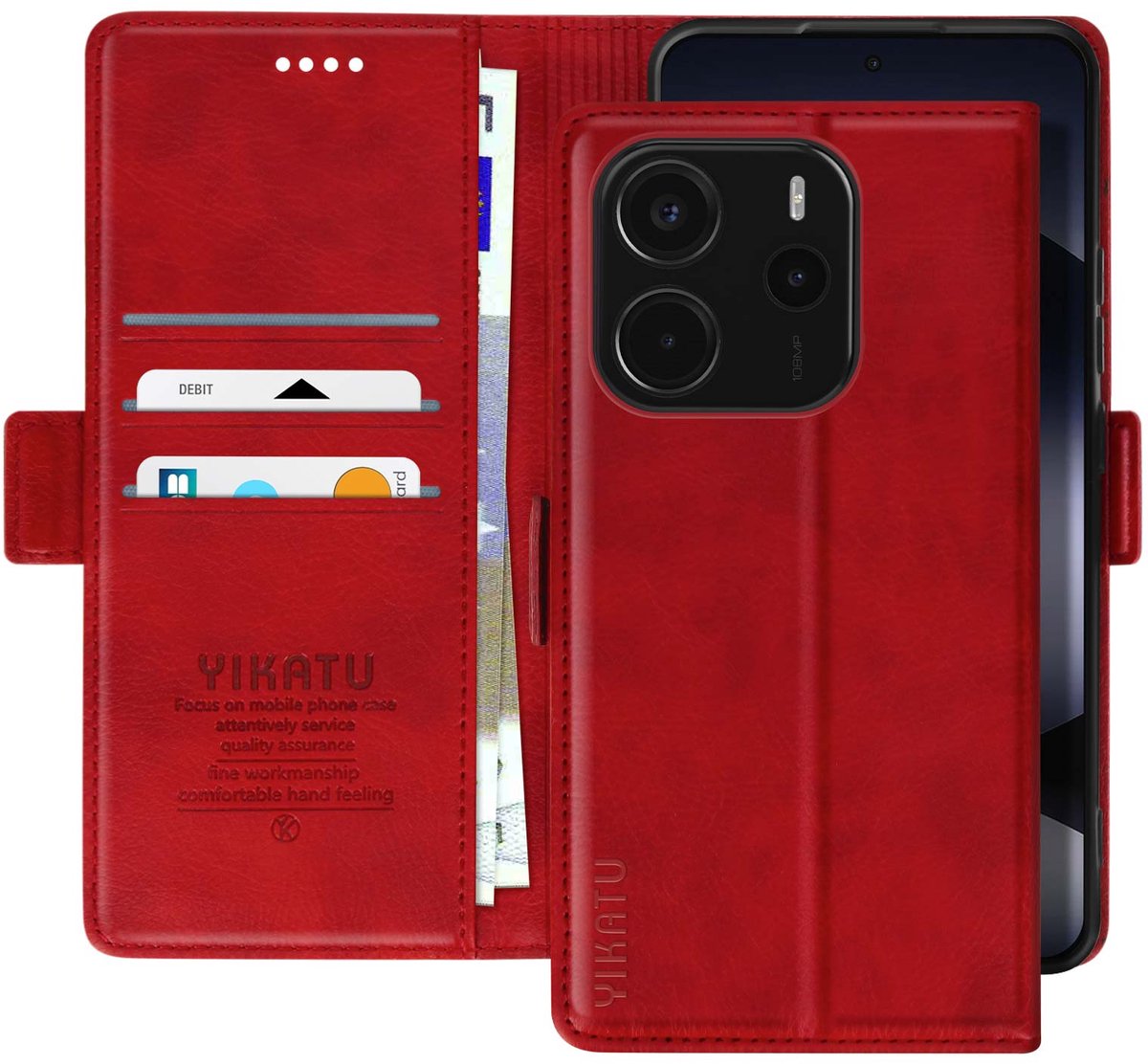 Avizar Hoesje Geschikt voor Xiaomi Redmi Note 14 4G video-ondersteuning, Rood
