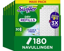 Swiffer - Vloerwisser Navulling - Met een Febreze Geur - Vangt en Houdt Stof Vast - 180 Droge Vloerdoekjes
