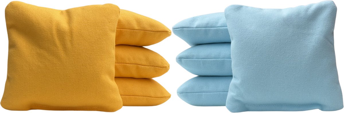 Cornhole zakjes - Pittenzakken - Bean bags - Afgeronde hoeken - Officiële maat - Stevig & duurzaam - 32 kleurencombinaties - Donker geel/Licht blauw - 8 stuks