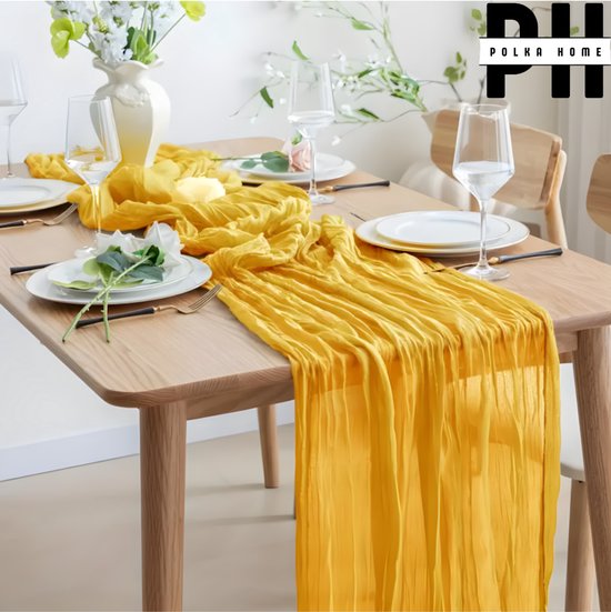 6Pack Kaasdoek Tafelloper, Rustieke Gaas Tafelloper 35x120Kaasdoek Gaas Tafelloper, Kaasdoek Boho Tafelloper voor Bruiloft, Baby Shower Verjaardagsfeestje Decor(Beige